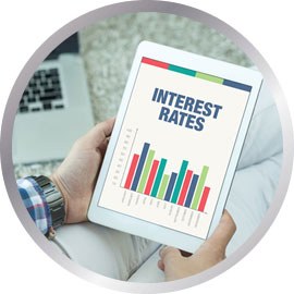 User viewing interest rates on tablet