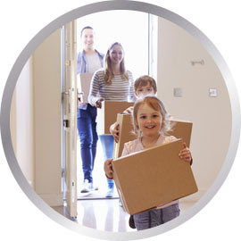 Young family moving into new home